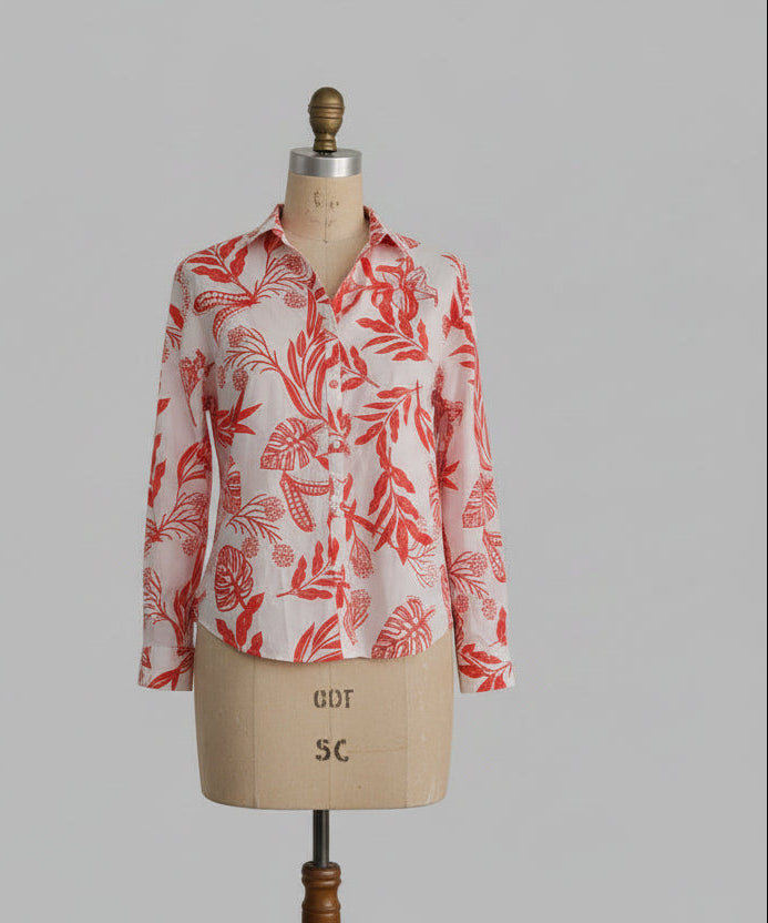 Blouse à feuilles orange d'El Corte Inglés