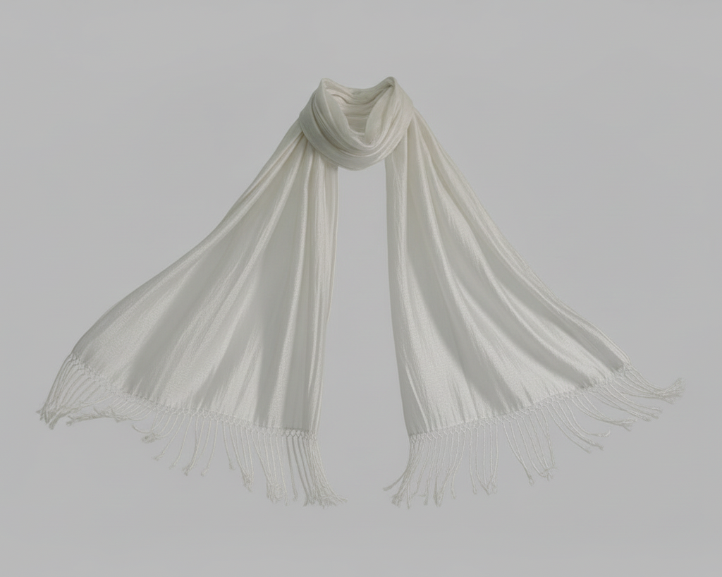 Fular blanco plateado