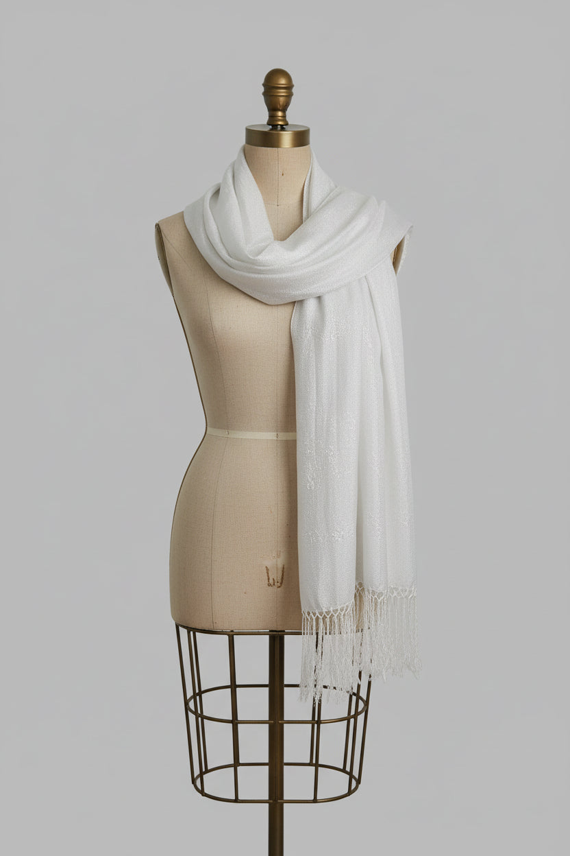 Fular blanco plateado