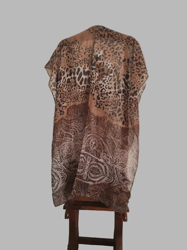 Wunderschöner brauner Schal mit Tiermuster und Paisley-Muster