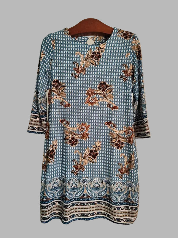 Kleid mit Blumenmuster in Braun