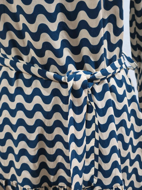 Blau-cremefarbenes Kleid von Maddelton