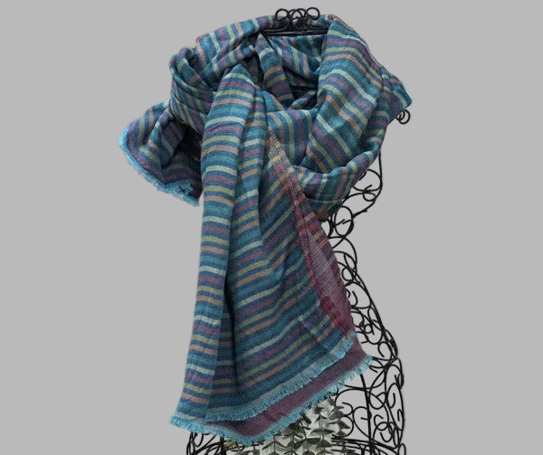 Écharpe à rayures turquoise
