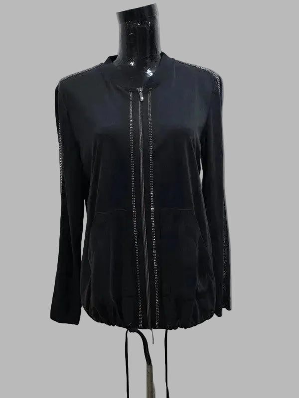 Veste bomber noire en maille Roma