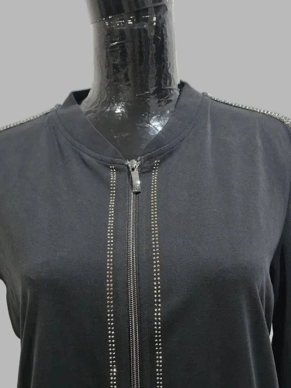 Veste bomber noire en maille Roma