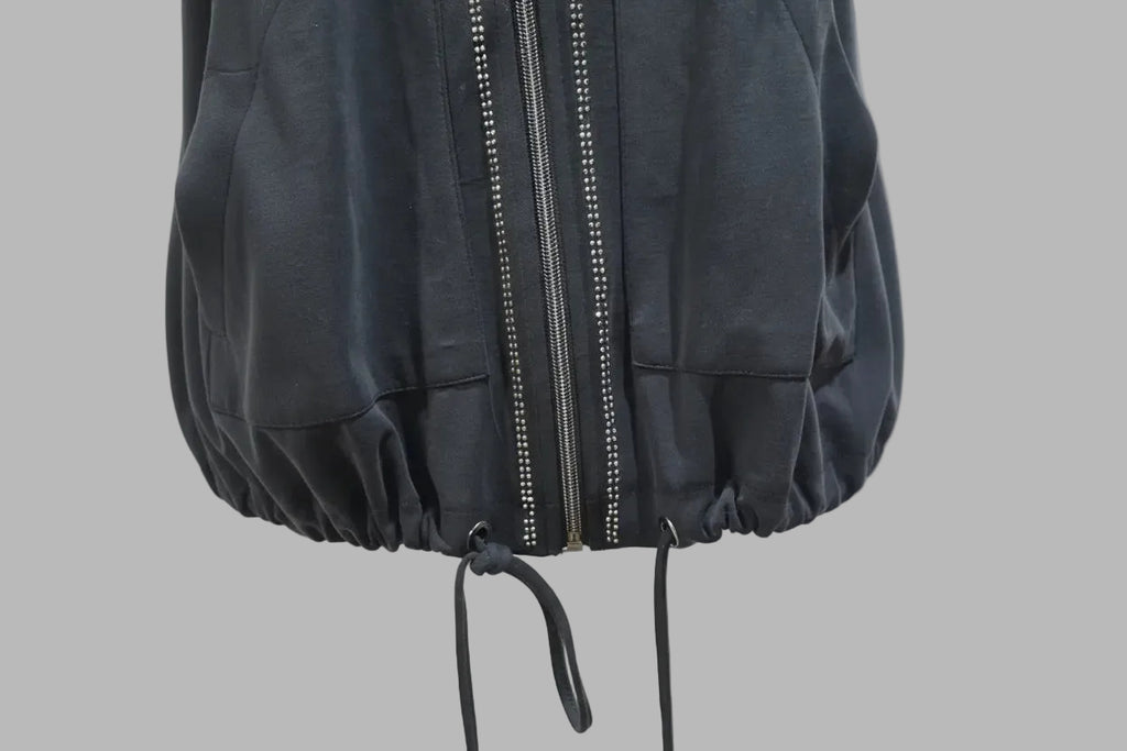 Veste bomber noire en maille Roma