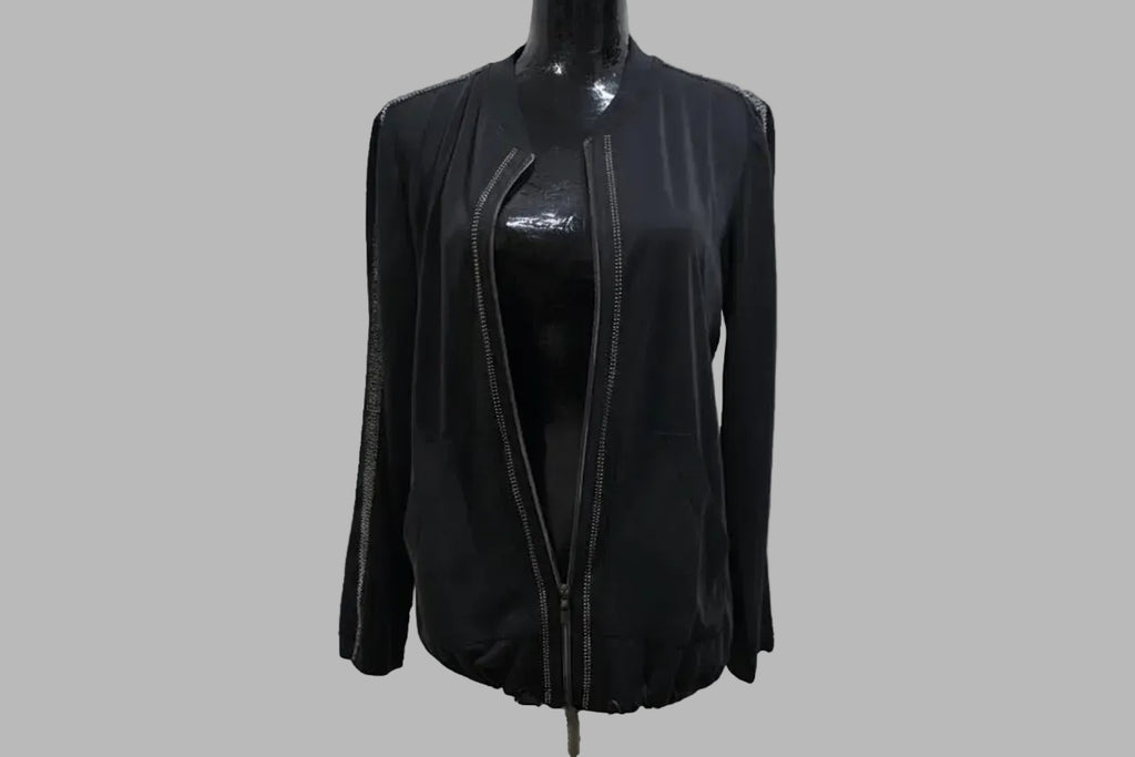 Veste bomber noire en maille Roma