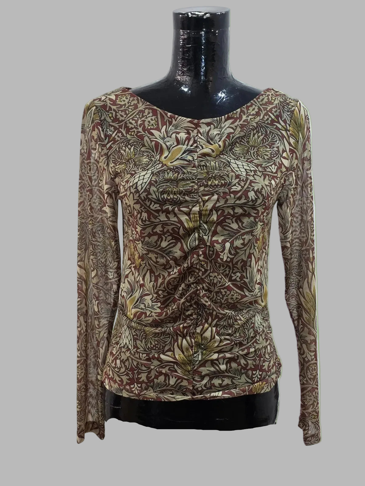 Vintage Blusa en tonos marrones, Talla 42