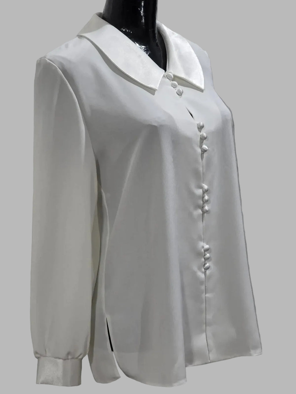 Vintage Blusa vintage blanca con cuello Peter Pan, Talla M