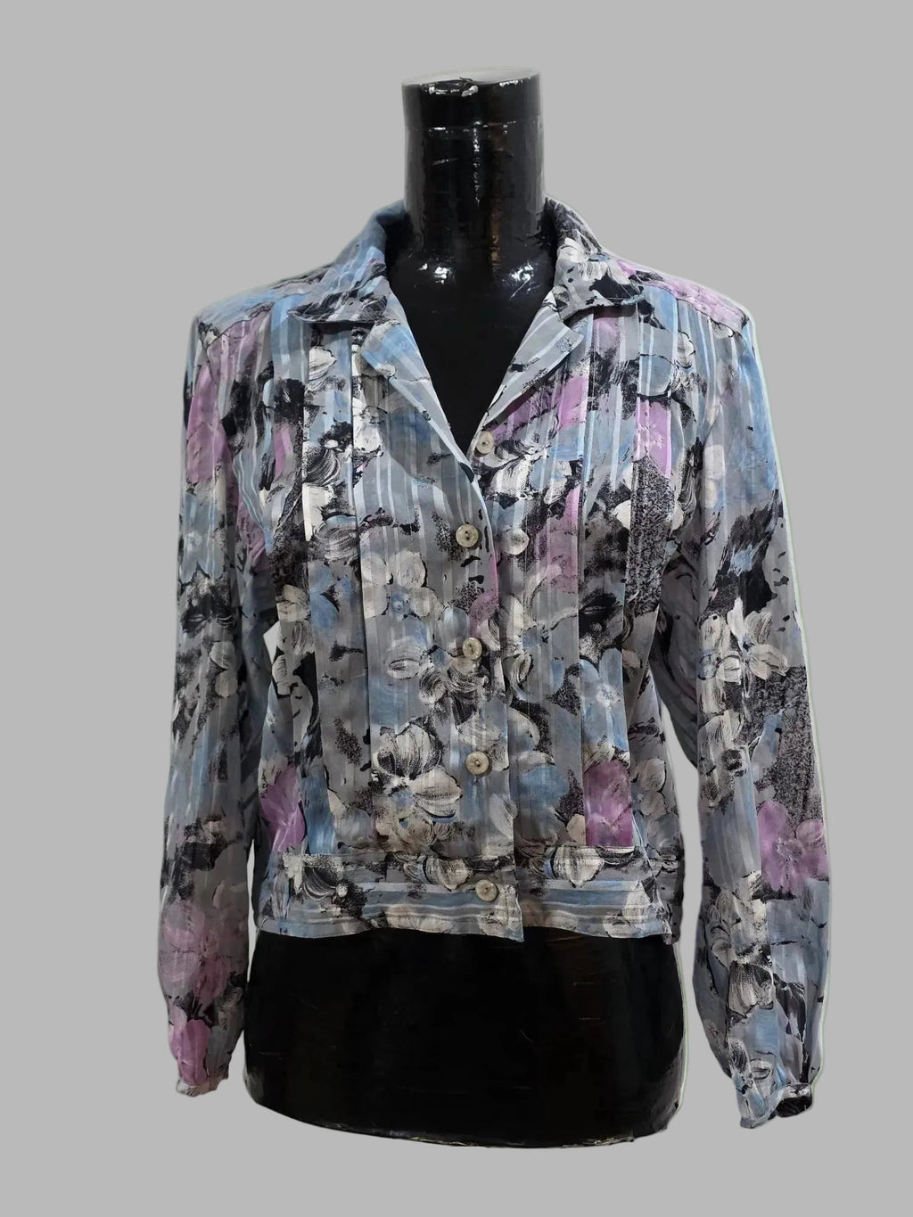Blaue Bluse mit Falten, Größe 44