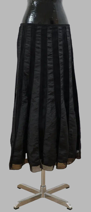 Schwarzer Midirock mit Einsatzdesign, Größe 44