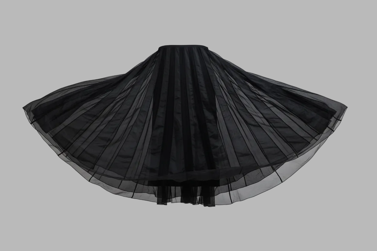 Schwarzer Midirock mit Einsatzdesign, Größe 44