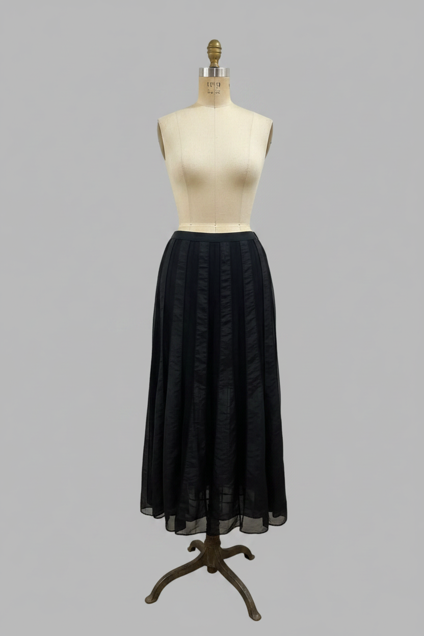 Jupe midi noire à empiècements, taille 44