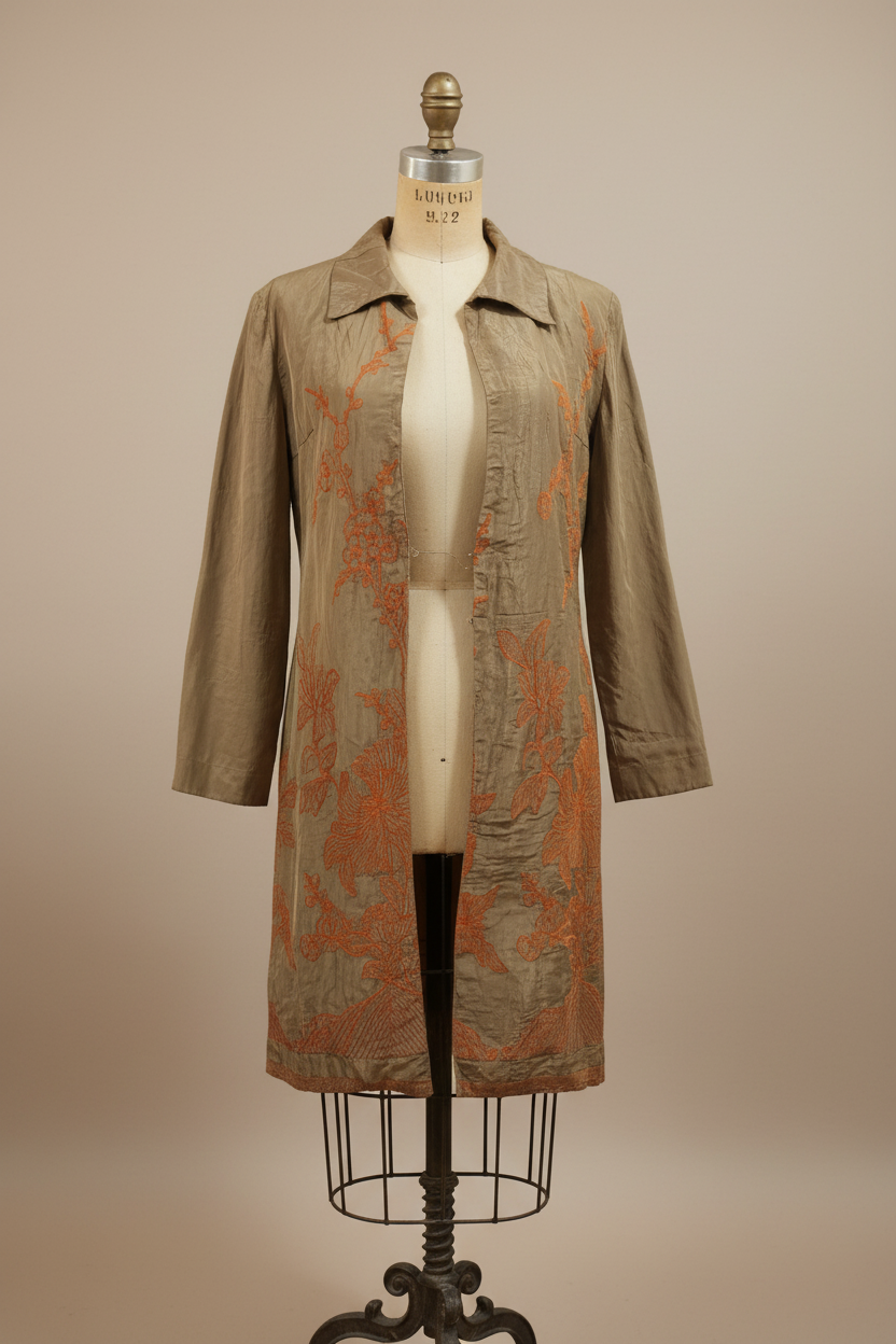 Lange beige Jacke, Größe 46