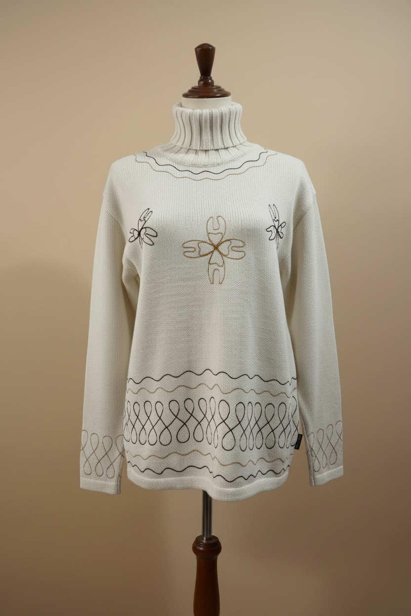 Cremefarbener Rollkragenpullover, Größe 40