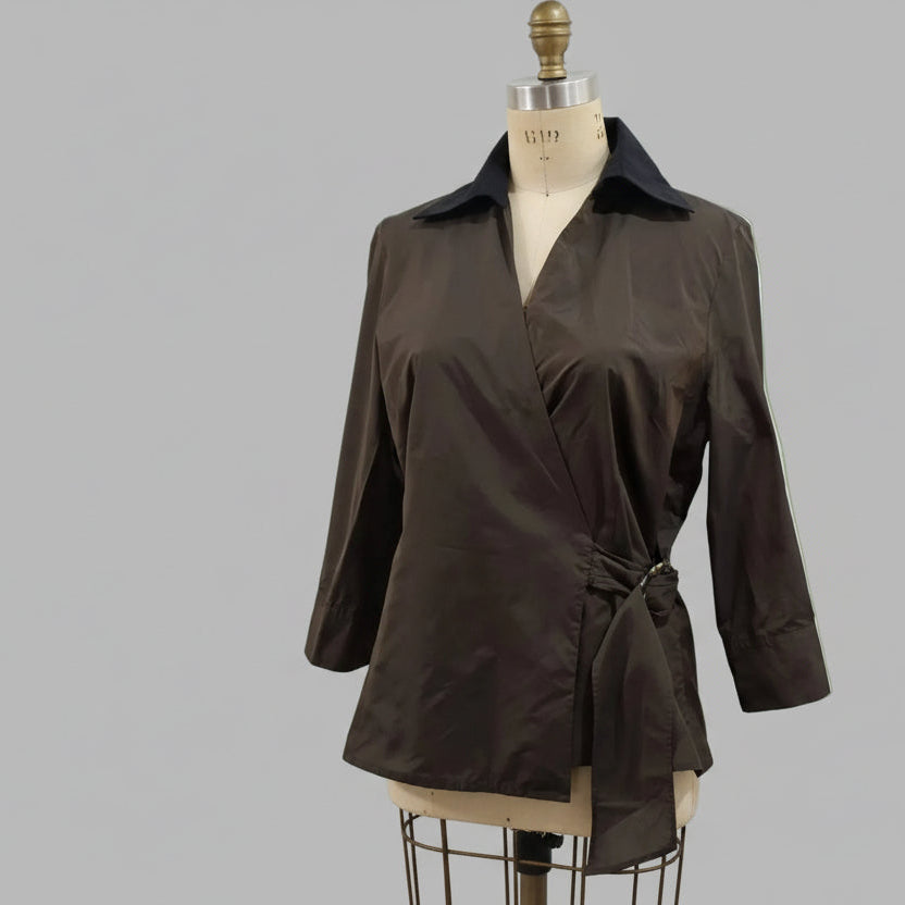 Chemisier marron chocolat, taille 46