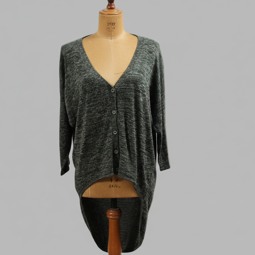 Cárdigan verde jaspeado, Talla S