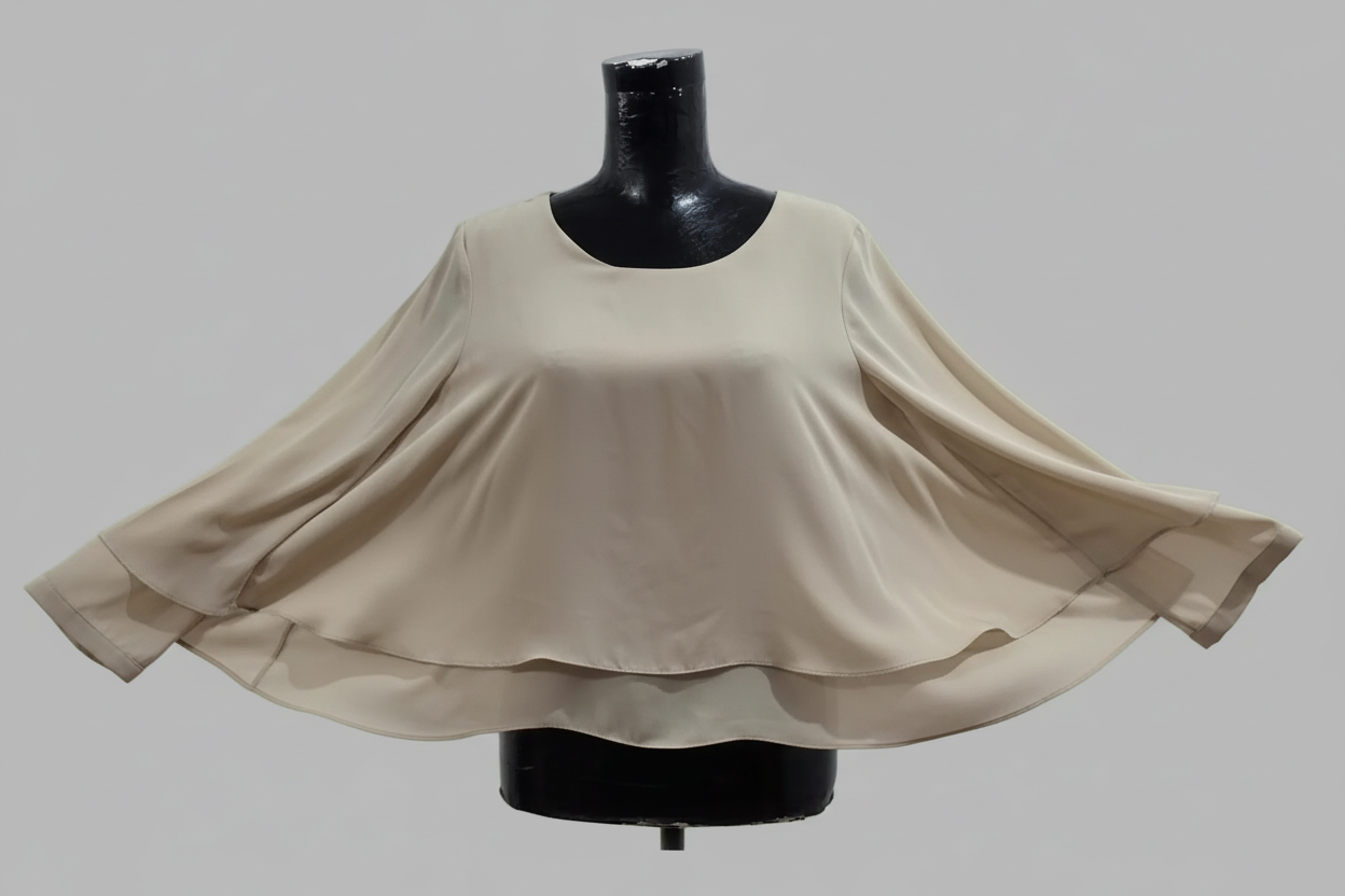 Blouse beige à double épaisseur, taille L