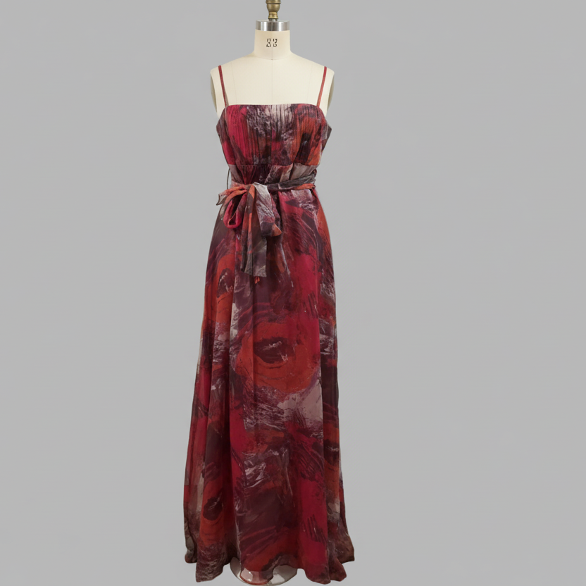 Robe longue à imprimé abstrait, taille 44