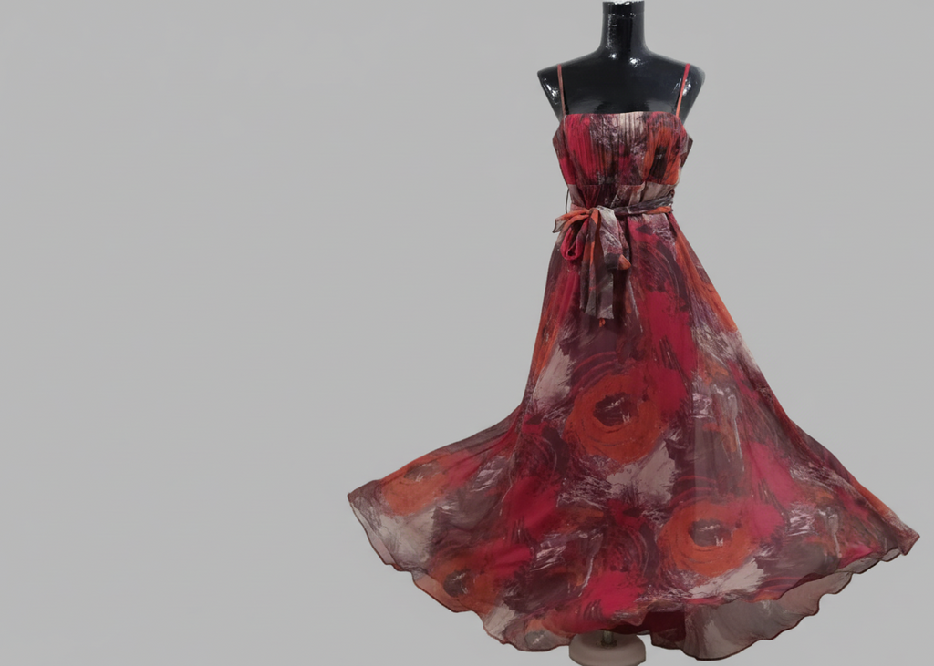 Robe longue à imprimé abstrait, taille 44