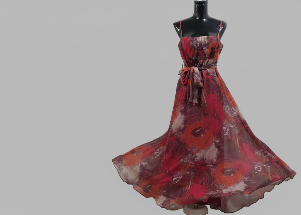 Robe longue à imprimé abstrait, taille 44
