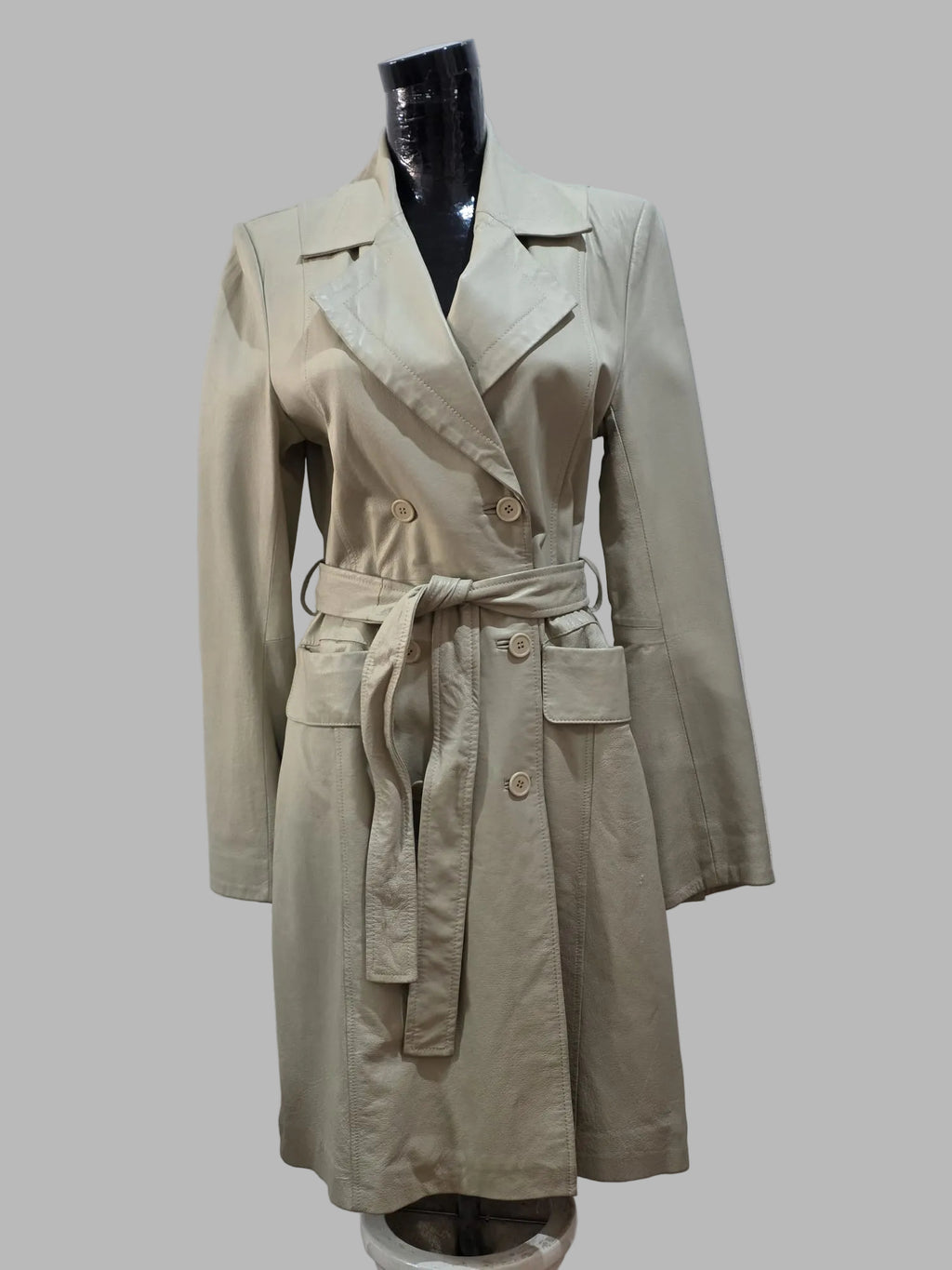 BBT20 Vintage langer Ledermantel