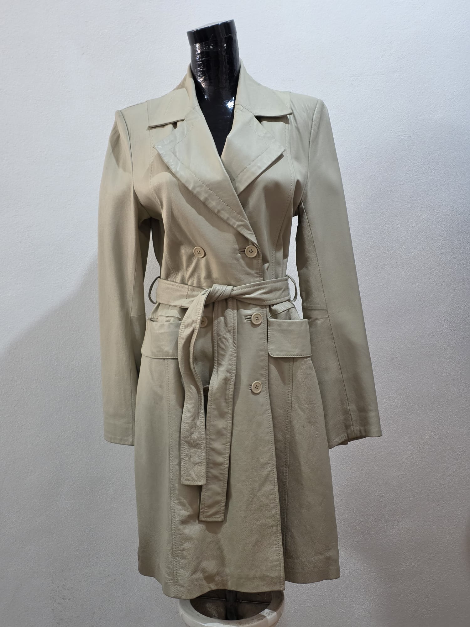 BBT20 Vintage langer Ledermantel