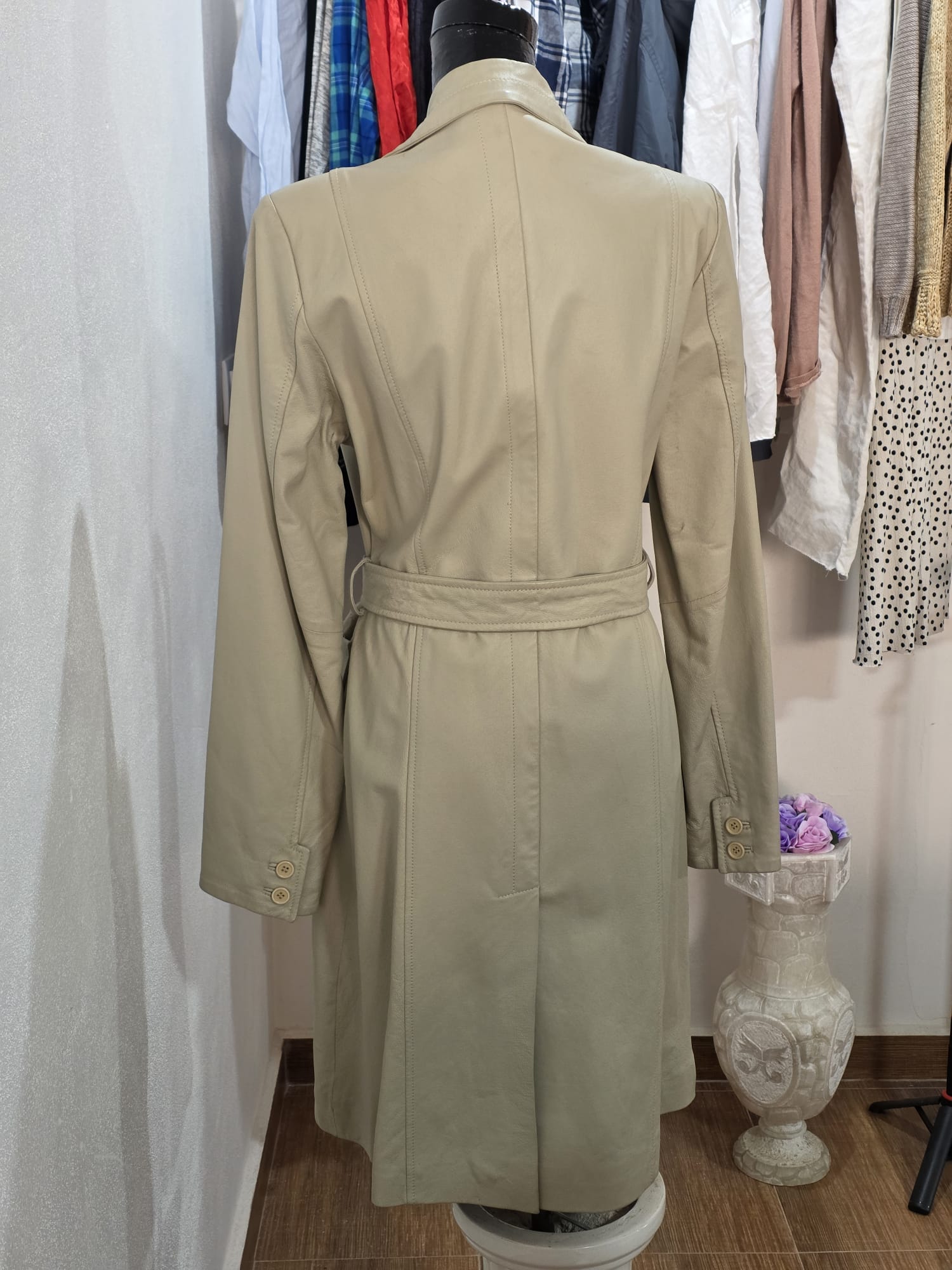 BBT20 Vintage langer Ledermantel