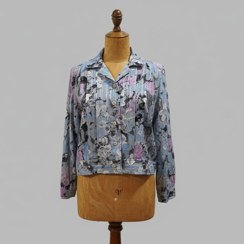Blaue Bluse mit Falten, Größe 44