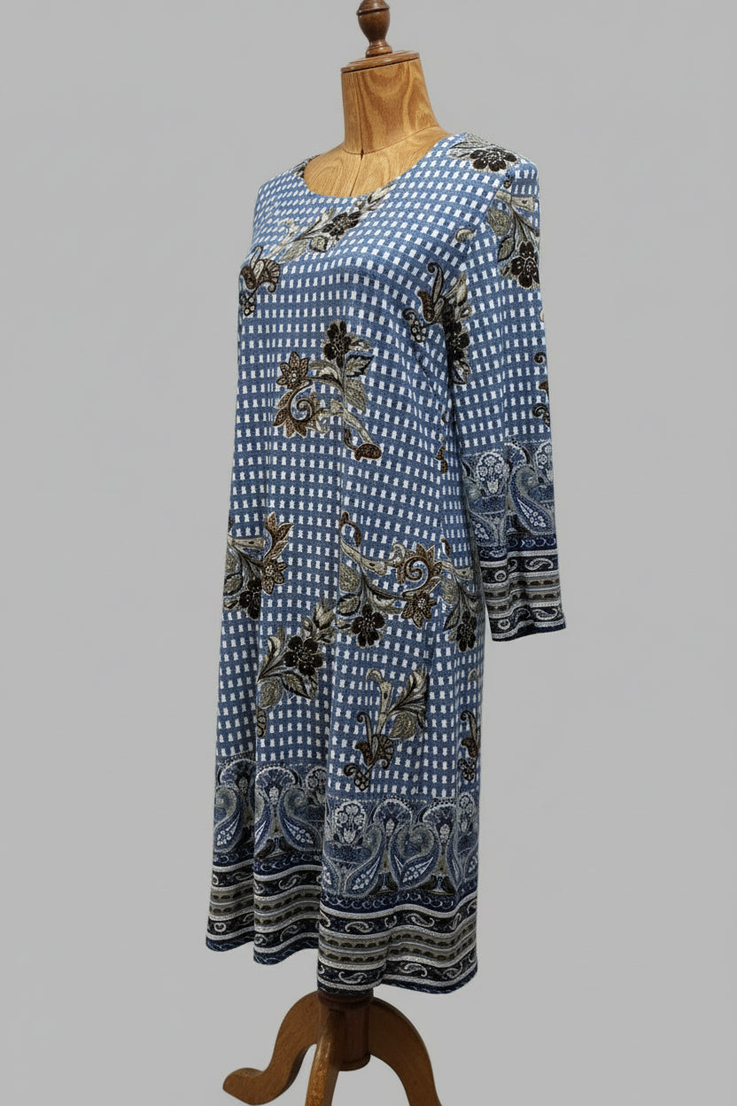 Kleid mit Blumenmuster in Braun