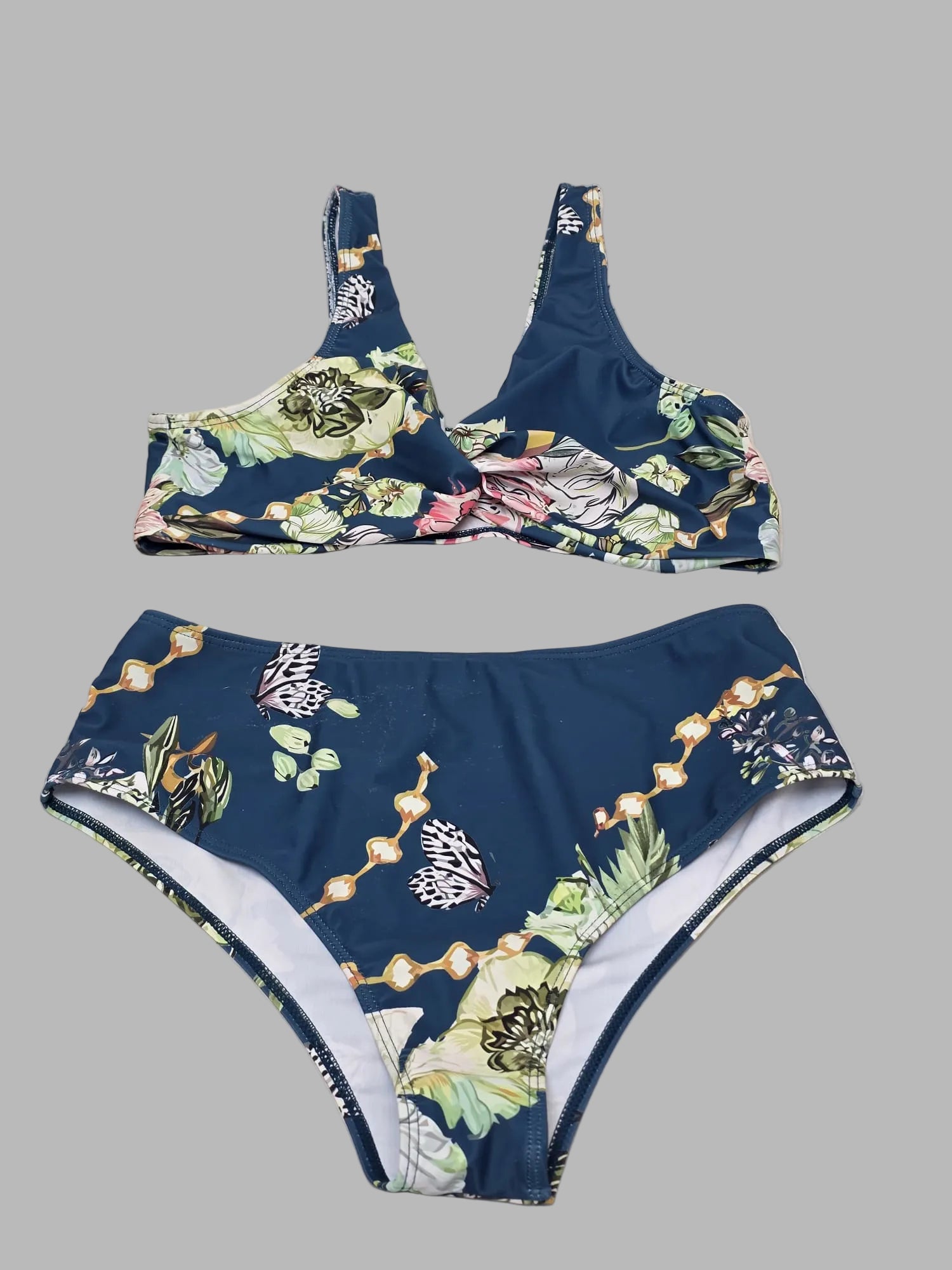 Geblümter blauer Bikini