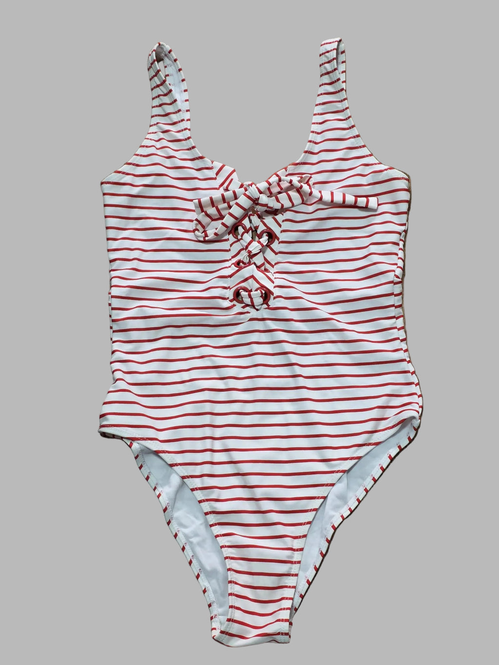 Bañador rayas blanco y rojo