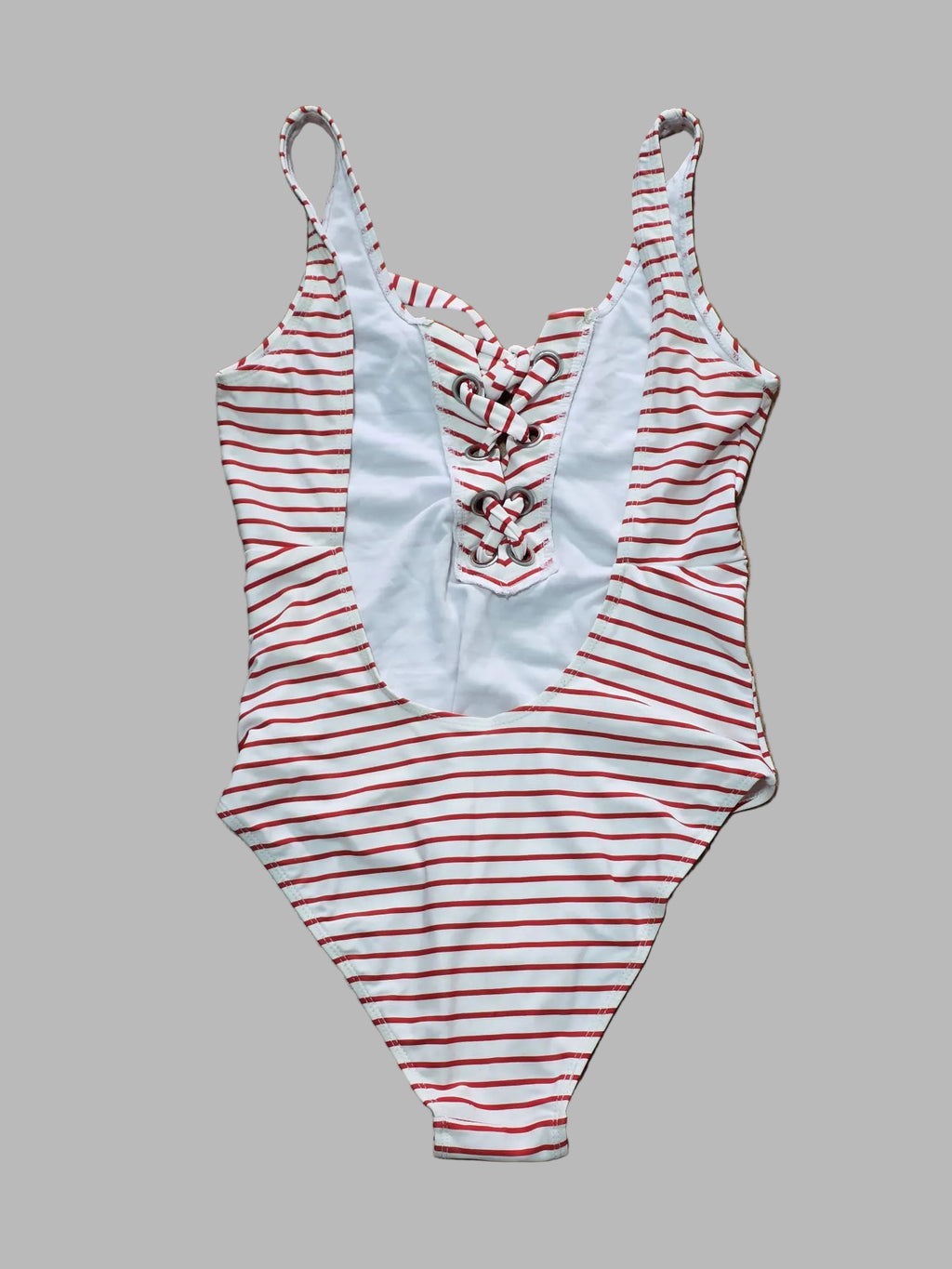 Bañador rayas blanco y rojo