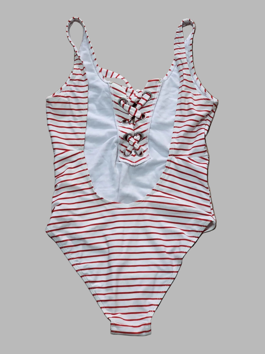 Bañador rayas blanco y rojo
