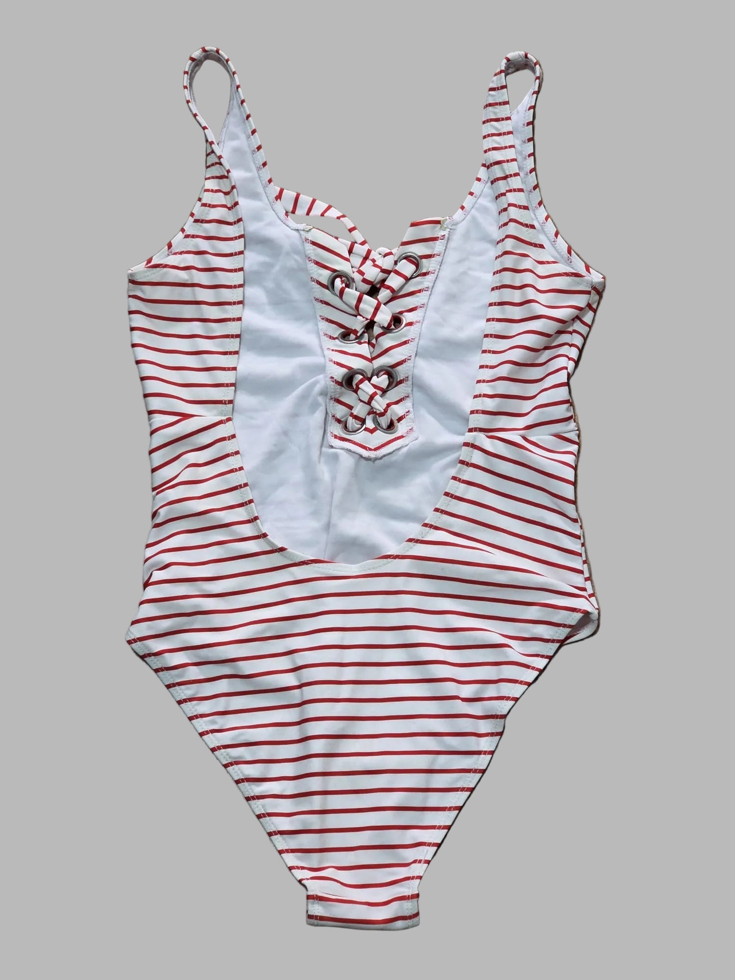 Bañador rayas blanco y rojo