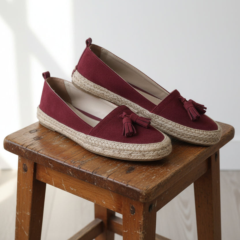 Alpargatas estilo mocasín rojo