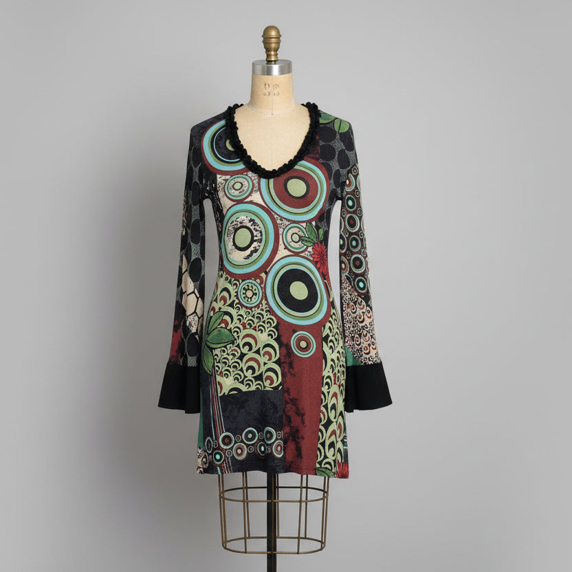 Bedrucktes Kleid mit abstraktem Muster von Rinascimento