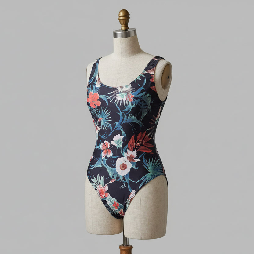 Bañador negro con flores de Gestuz