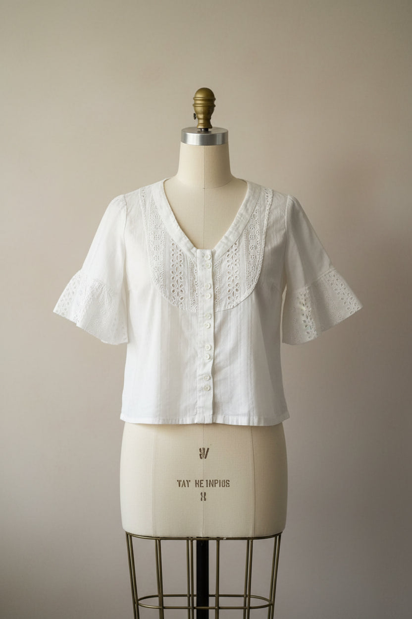 Chemisier blanc romantique vintage