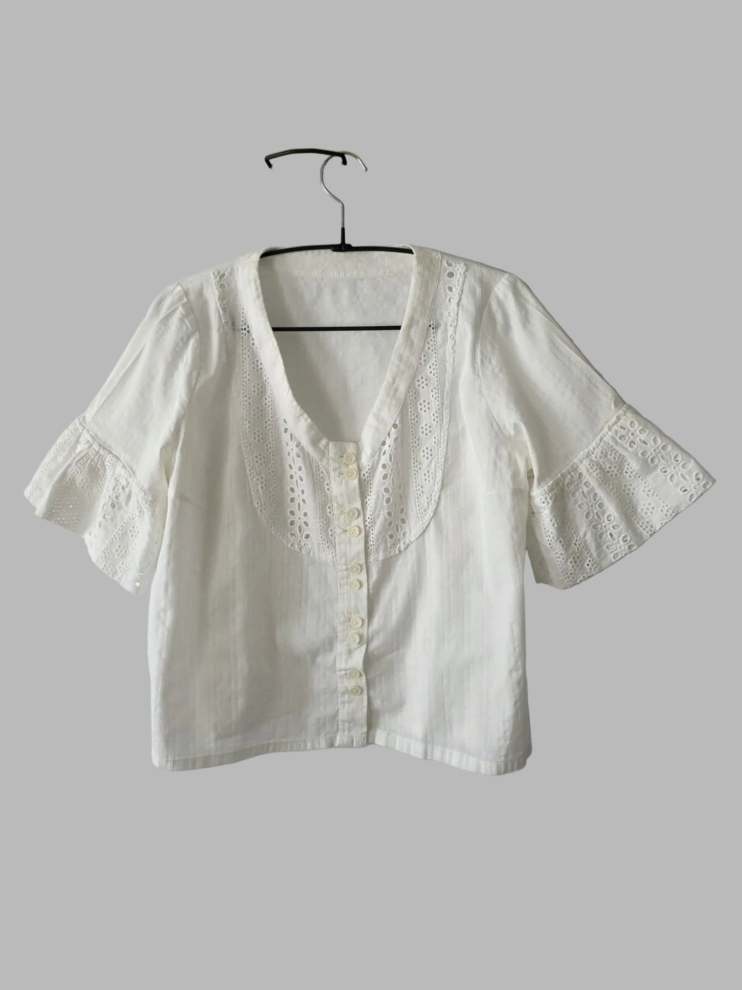 Chemisier blanc romantique vintage