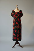 Vintagekleid mit großen Blumen