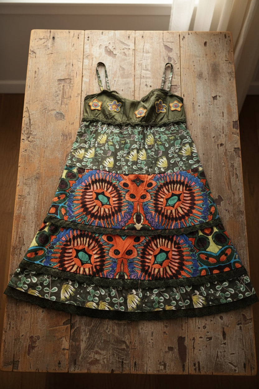 Vestido tirantes con flores crochet