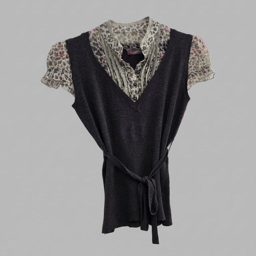 Chaleco de punto gris oscuro, Talla 36