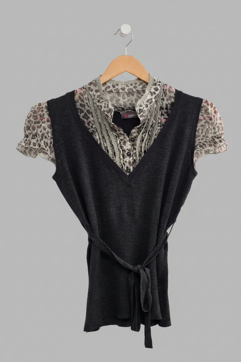 Chaleco de punto gris oscuro, Talla 36