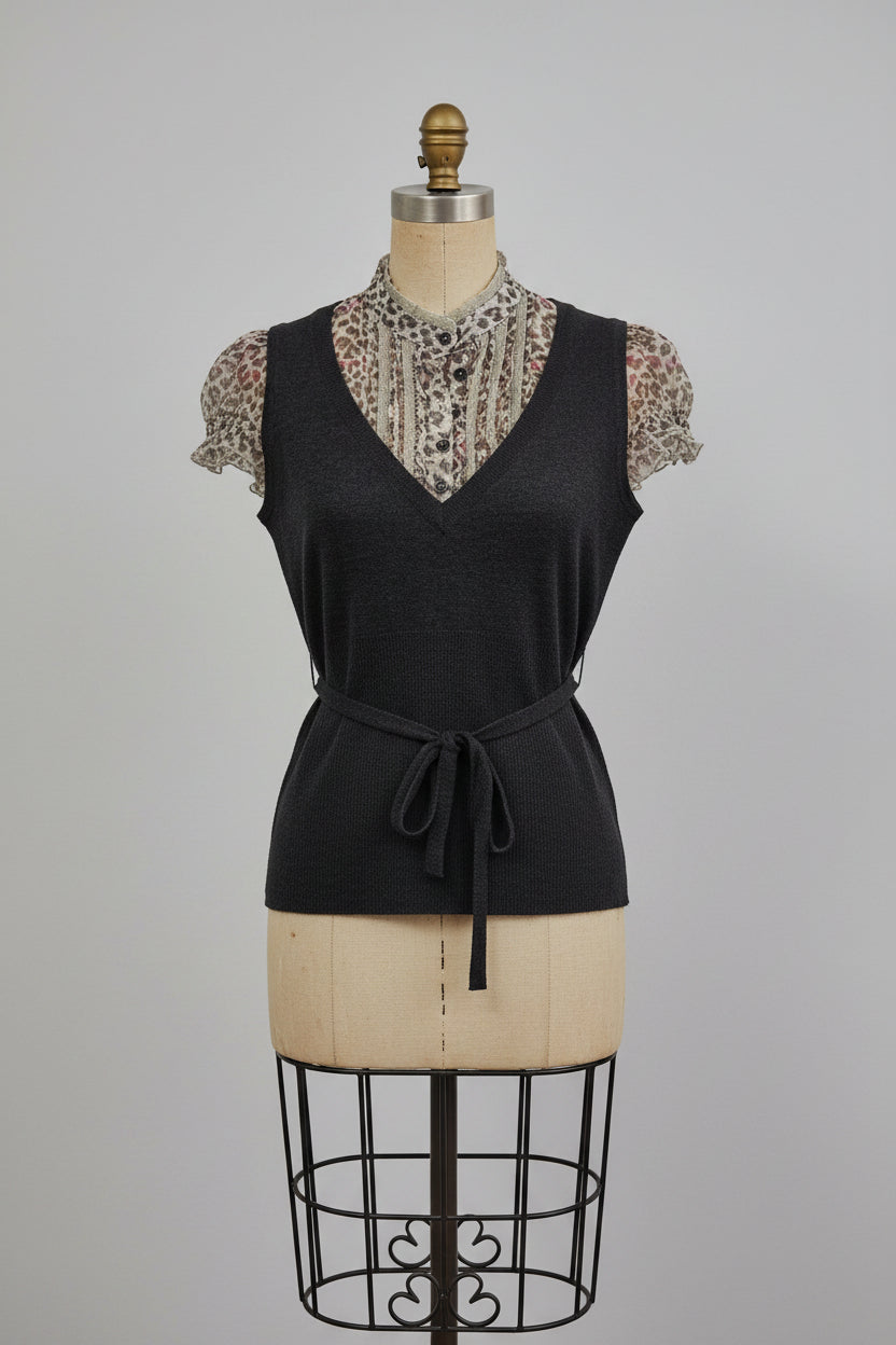 Chaleco de punto gris oscuro, Talla 36