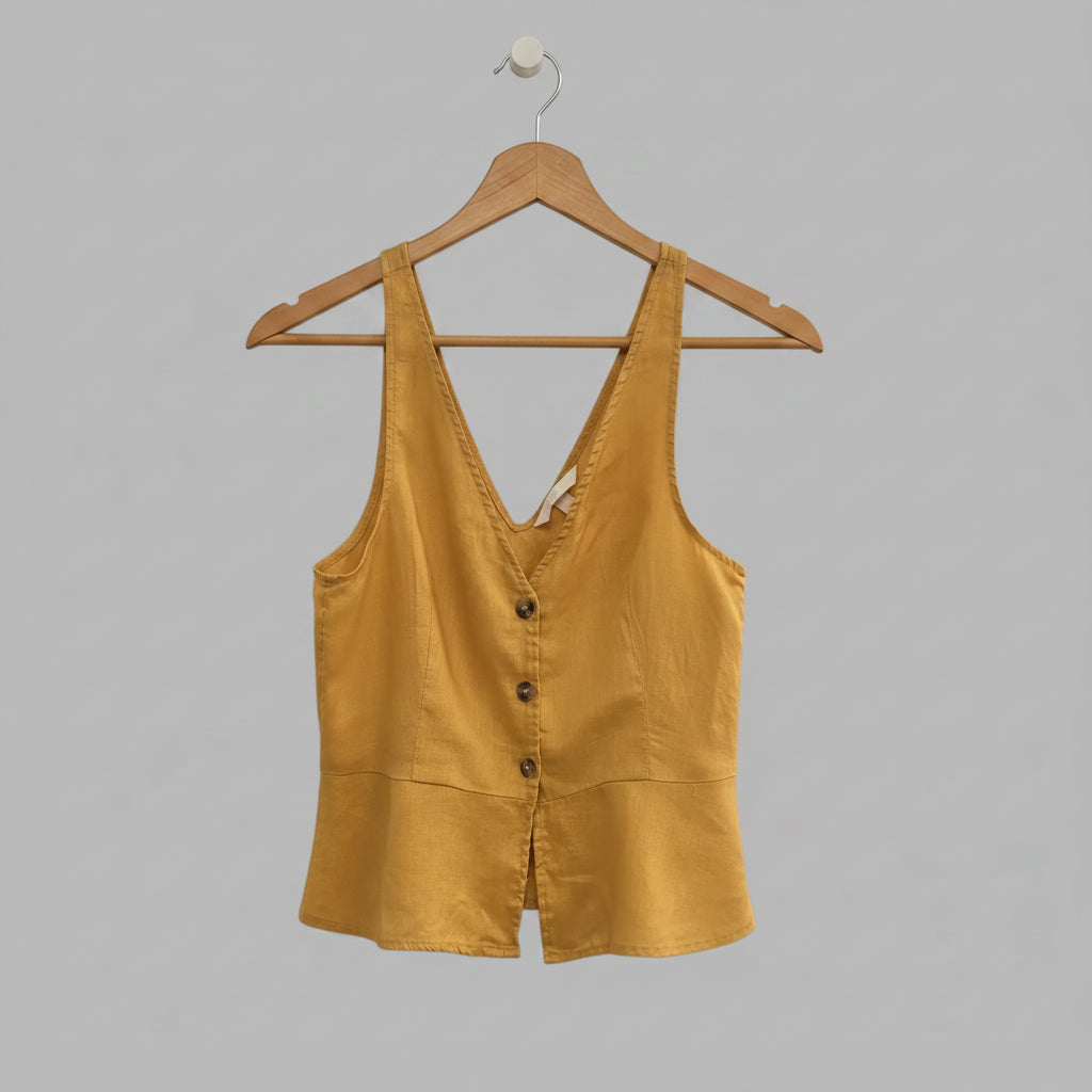 Chemisier couleur moutarde coupe gilet