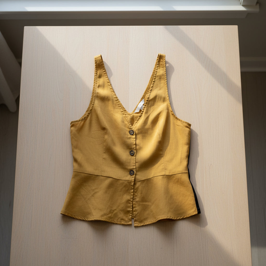 Chemisier couleur moutarde coupe gilet