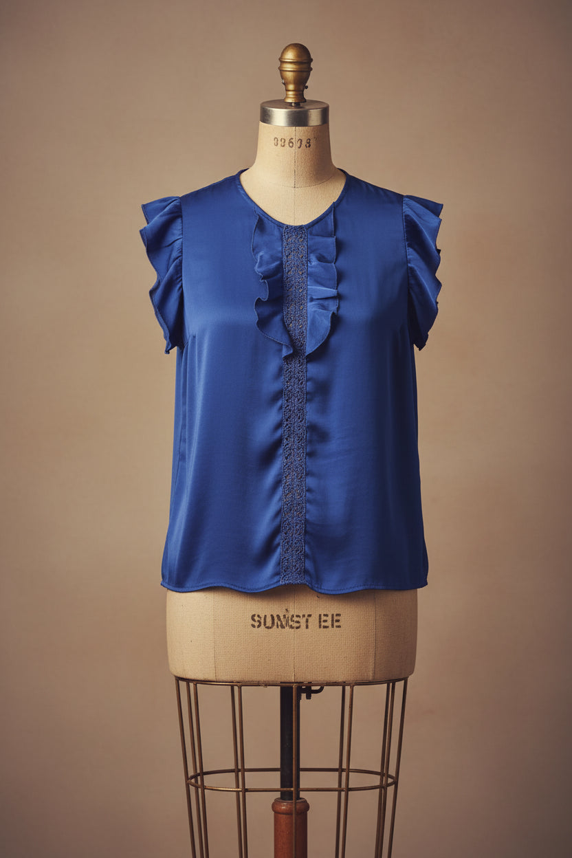 Satinbluse in Blau