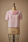 Blusa vintage rosa satinada