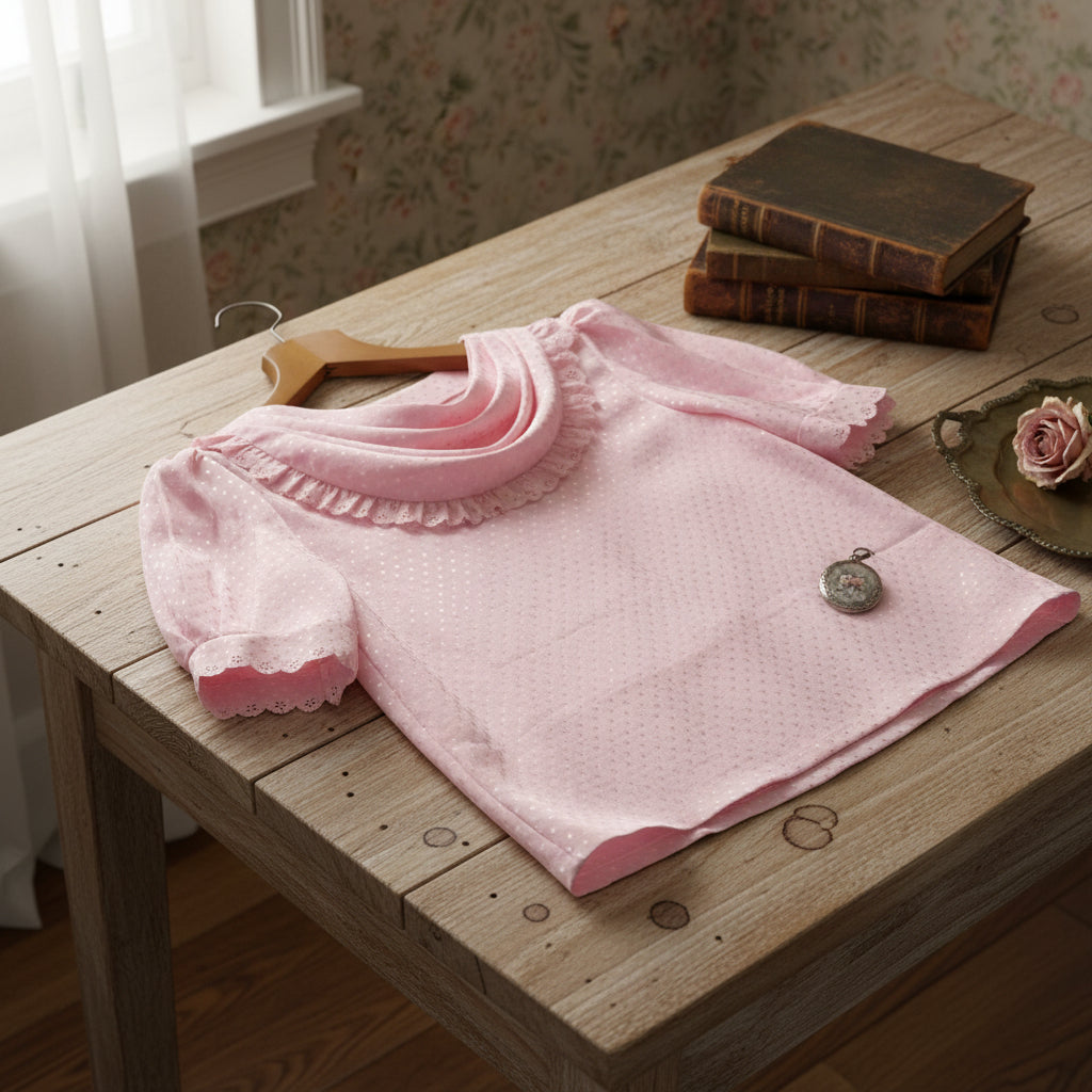 Blusa vintage rosa satinada
